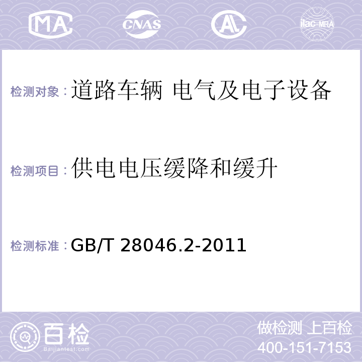 供电电压缓降和缓升 道路车辆 电气及电子设备的环境条件和试验 第2部分：电气负荷GB/T 28046.2-2011