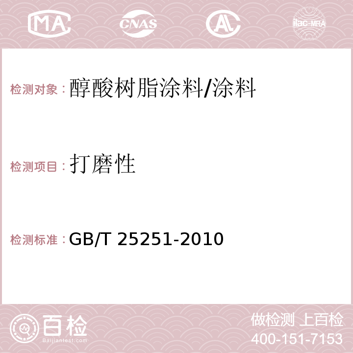 打磨性 醇酸树脂涂料 (5.16)/GB/T 25251-2010