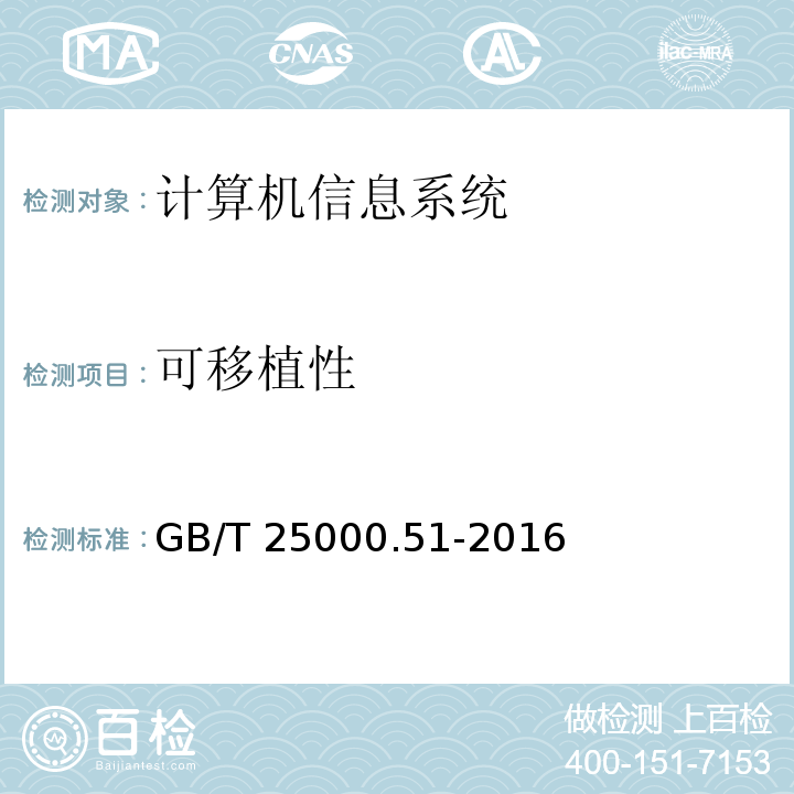 可移植性 系统与软件工程 系统与软件质量要求和评价（SQuaRE） 第51部分：就绪可用软件产品（RUSP）的质量要求和测试细则 GB/T 25000.51-2016