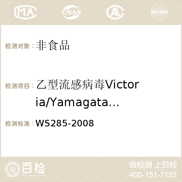 乙型流感病毒Victoria/Yamagata核酸检测 流行性感冒诊断标准WS285-2008