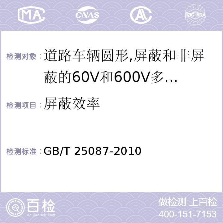 屏蔽效率 道路车辆圆形,屏蔽和非屏蔽的60V和600V多芯护套电缆GB/T 25087-2010