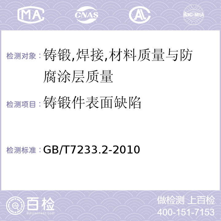 铸锻件表面缺陷 铸钢件超声检测第2部分：高承压铸钢件 GB/T7233.2-2010