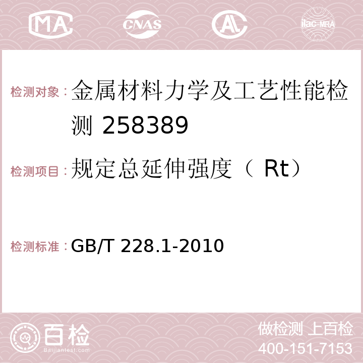 规定总延伸强度（ Rt） 金属材料 拉伸试验 第1部分：室温试验方法GB/T 228.1-2010