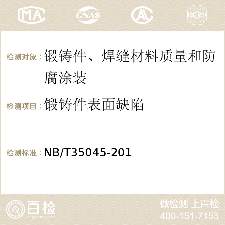 锻铸件表面缺陷 工程钢闸门制造安装及验收规范 NB/T35045-201