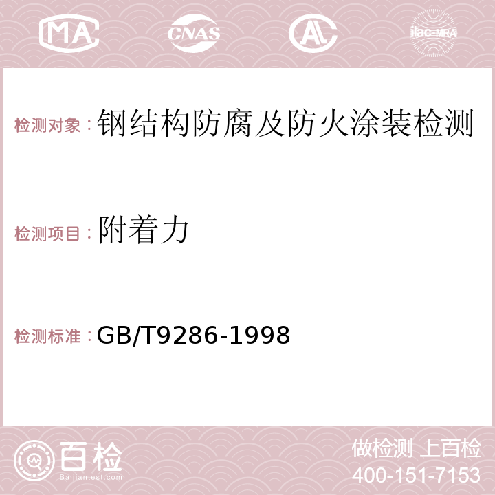 附着力 色漆和清漆 漆膜的划格试验 GB/T9286-1998