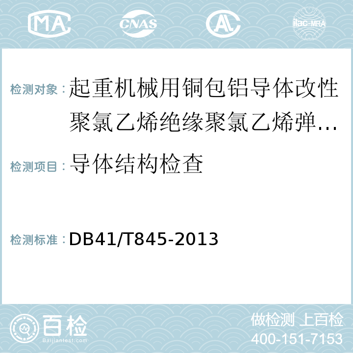 导体结构检查 起重机械用铜包铝导体改性聚氯乙烯绝缘聚氯乙烯弹性体护套软电缆DB41/T845-2013