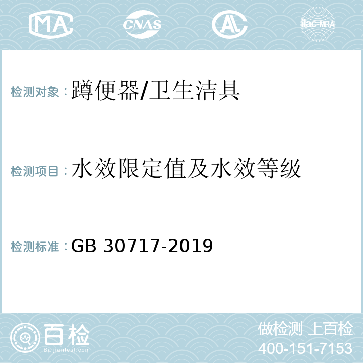 水效限定值及水效等级 蹲便器水效限定值及水效等级 /GB 30717-2019