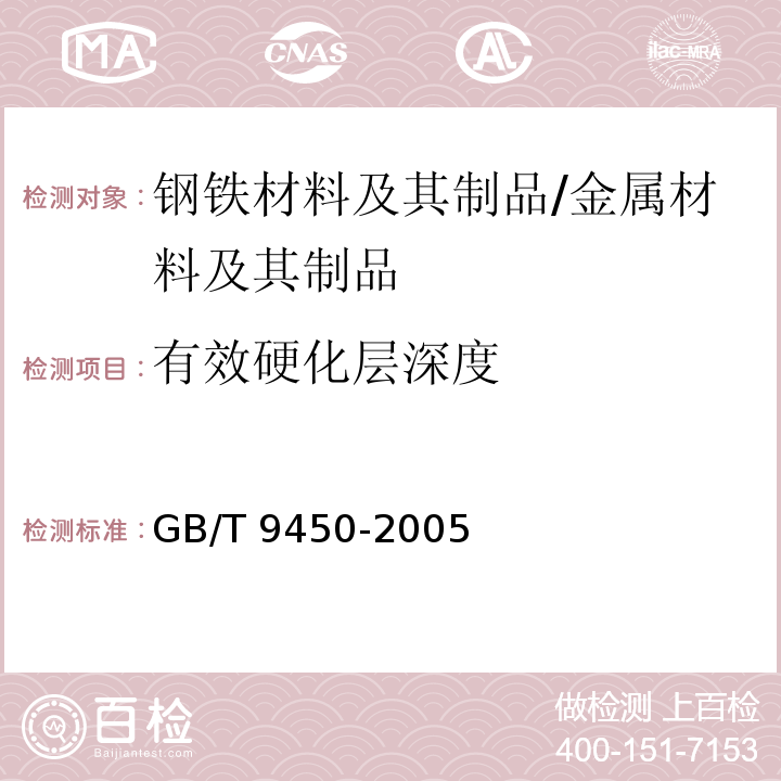 有效硬化层深度 钢件渗碳淬火硬化层深度的测定和校核 /GB/T 9450-2005