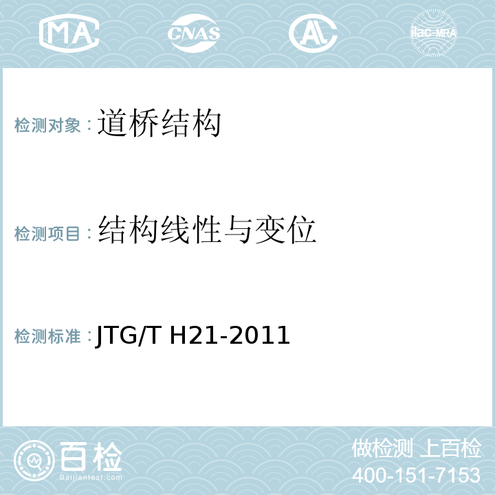 结构线性与变位 公路桥梁技术状况评定标准 JTG/T H21-2011