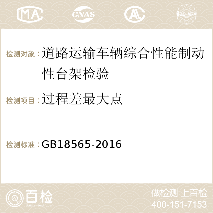 过程差最大点 道路运输车辆综合性能要求和检验方法 GB18565-2016