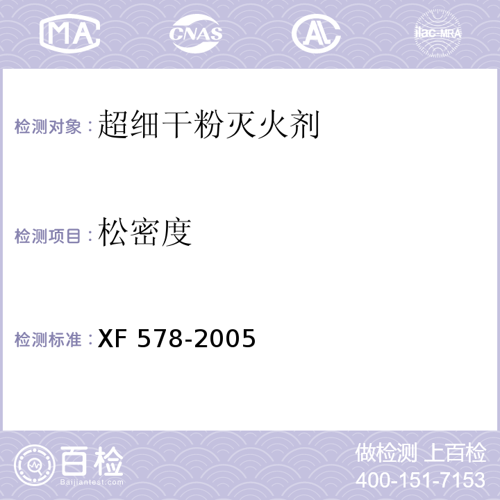 松密度 超细干粉灭火剂XF 578-2005