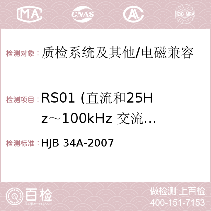 RS01 (直流和25Hz～100kHz 交流磁场辐射敏感度) 舰船电磁兼容性要求