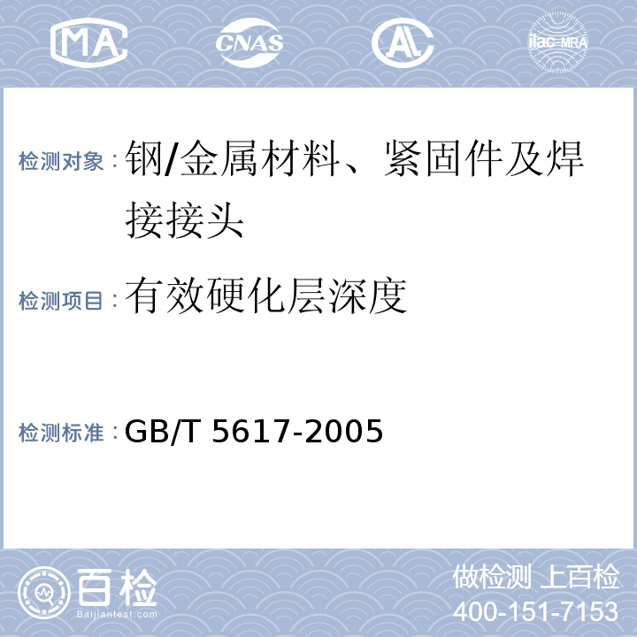 有效硬化层深度 钢的感应淬火或火焰淬火后有效硬化层深度的测定/GB/T 5617-2005