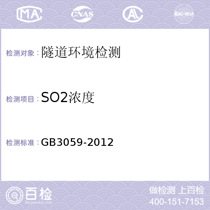 SO2浓度 环境空气质量标准 GB3059-2012