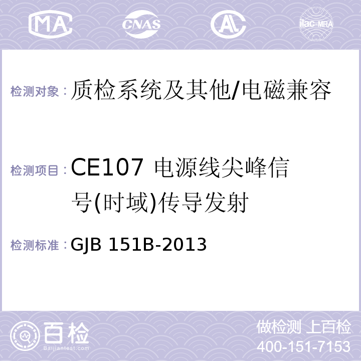 CE107 电源线尖峰信号(时域)传导发射 军用设备和分系统电磁发射和敏感度要求与测量