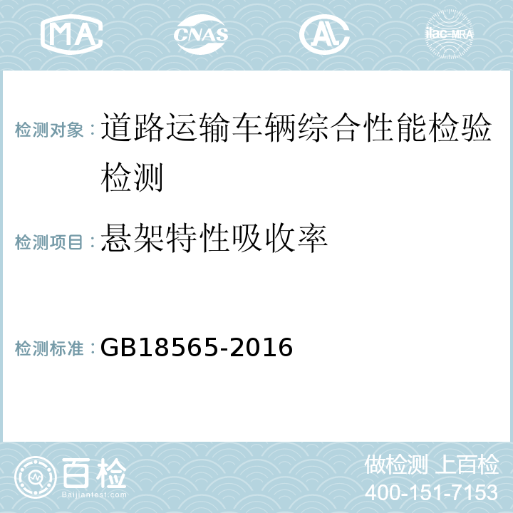 悬架特性吸收率 GB18565-2016 道路运输车辆综合性能要求和检验方法