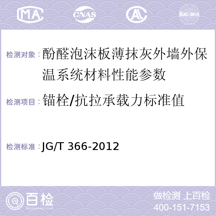 锚栓/抗拉承载力标准值 外墙保温用锚栓 JG/T 366-2012