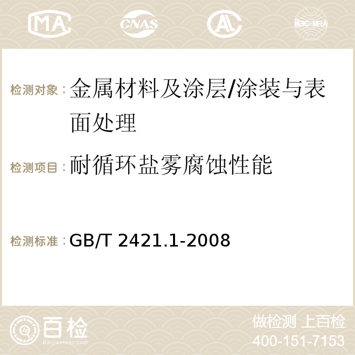 耐循环盐雾腐蚀性能 GB/T 2421.1-2008 电工电子产品环境试验 概述和指南