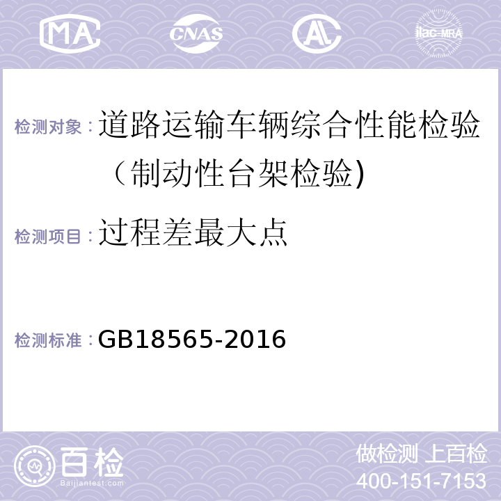 过程差最大点 道路运输车辆综合性能要求和检验方法 GB18565-2016