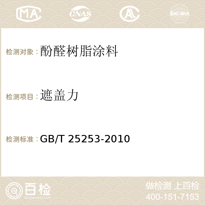 遮盖力 酚醛树脂涂料GB/T 25253-2010