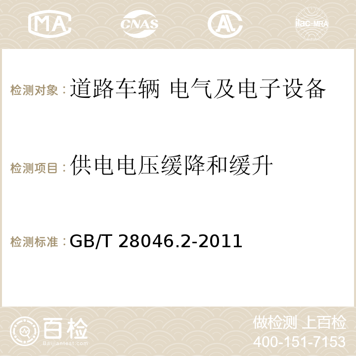 供电电压缓降和缓升 道路车辆 电气及电子设备的环境条件和试验 第2部分：电气负荷GB/T 28046.2-2011