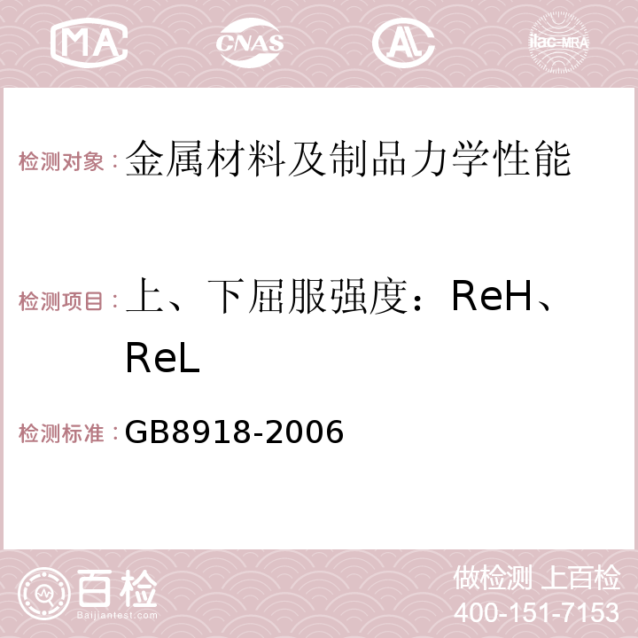 上、下屈服强度：ReH、ReL 重要用途钢丝绳GB8918-2006