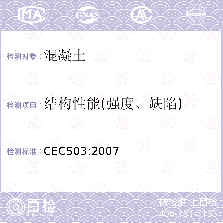 结构性能(强度、缺陷) CECS03:2007 钻芯法检测混凝土强度技术规程