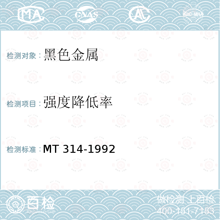 强度降低率 煤矿假顶用菱形金属网MT 314-1992　6.3