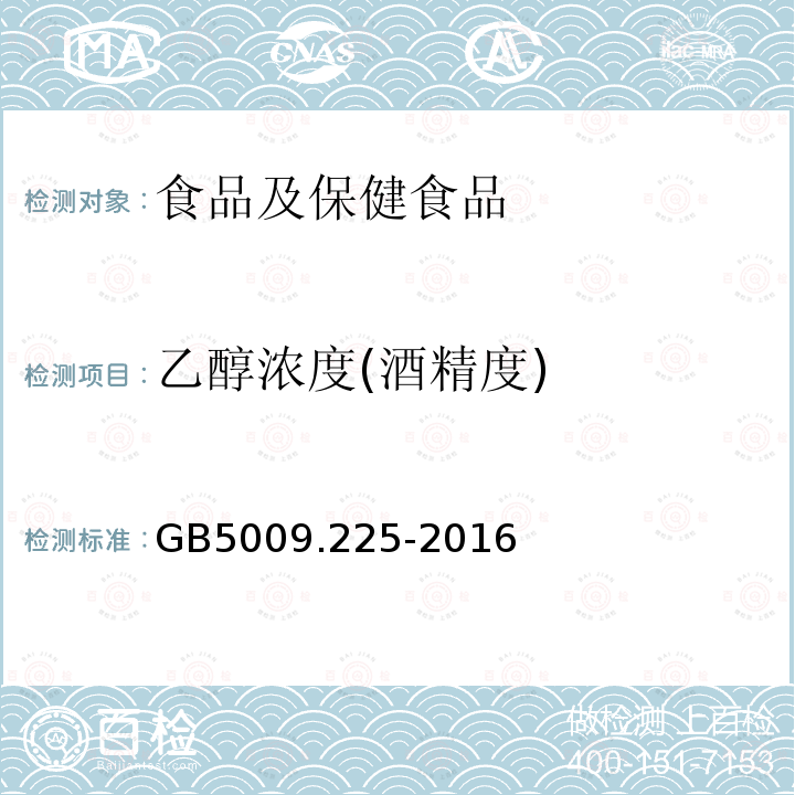 乙醇濃度(酒精度) 食品安全國家標準 酒中乙醇濃度的測定