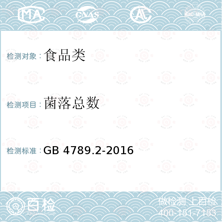 菌落总数 食品安全国家标准 食品微生物学检验菌落总数测定（平皿计数法） GB 4789.2-2016