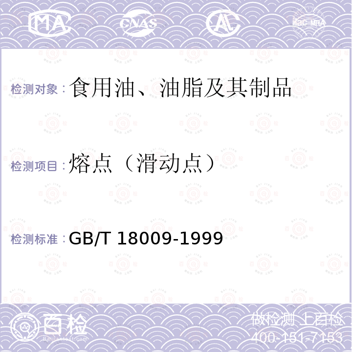 熔点（滑动点） 棕榈仁油GB/T 18009-1999