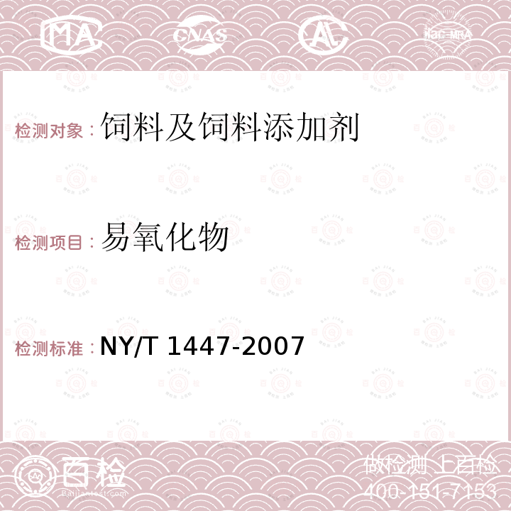 易氧化物 饲料添加剂 苯甲酸 NY/T 1447-2007