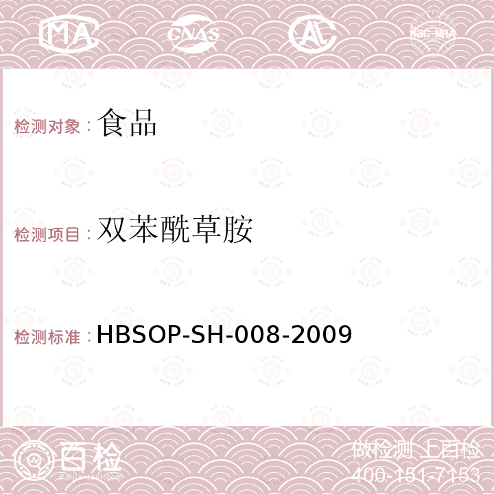 双苯酰草胺 HBSOP-SH-008 食品中106种农药残留量的检测-2009
