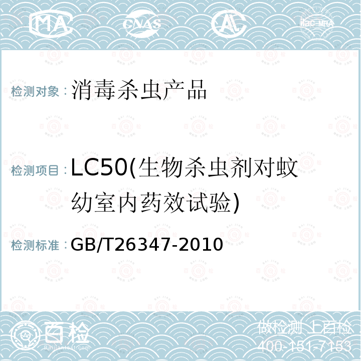 LC50(生物杀虫剂对蚊幼室内药效试验) 蚊虫抗药性检测方法 生物测定法