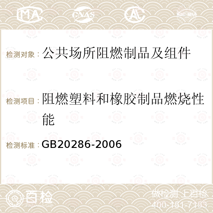 阻燃塑料和橡胶制品燃烧性能 公共场所阻燃制品及组件燃烧性能要求和标识