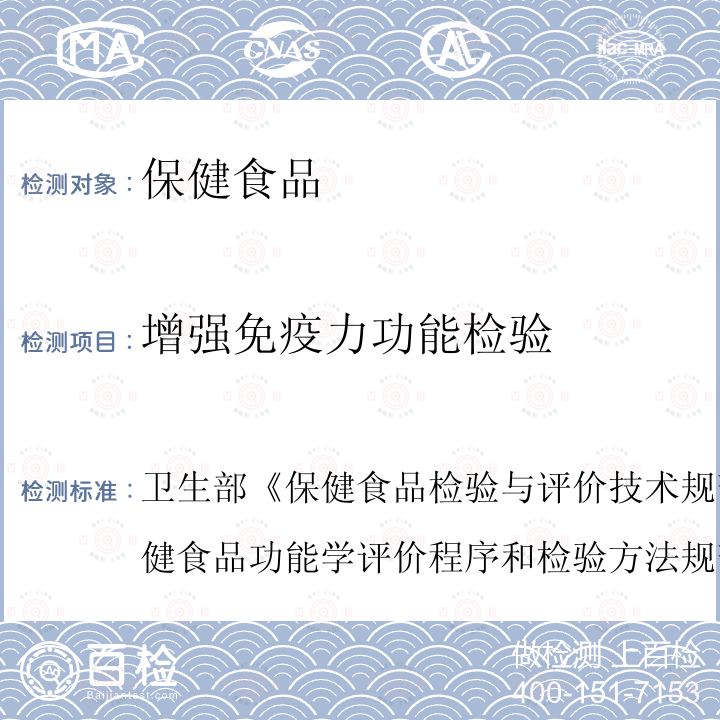 增强免疫力功能检验 卫生部 保健食品检验与评价技术规范 （2003年版）保健食品功能学评价程序和检验方法规范 第二部分 功能学评价检验方法（一）