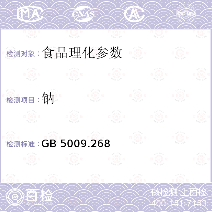 鈉 食品安全國家標準?食品中多元素的測定 GB 5009.268－2016