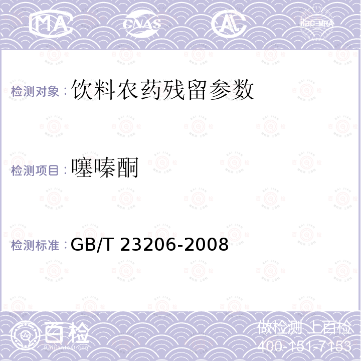 噻嗪酮 果蔬汁、果酒中512种农药及相关化学品残留量的测定 液相色谱-串联质谱法 GB/T 23206-2008