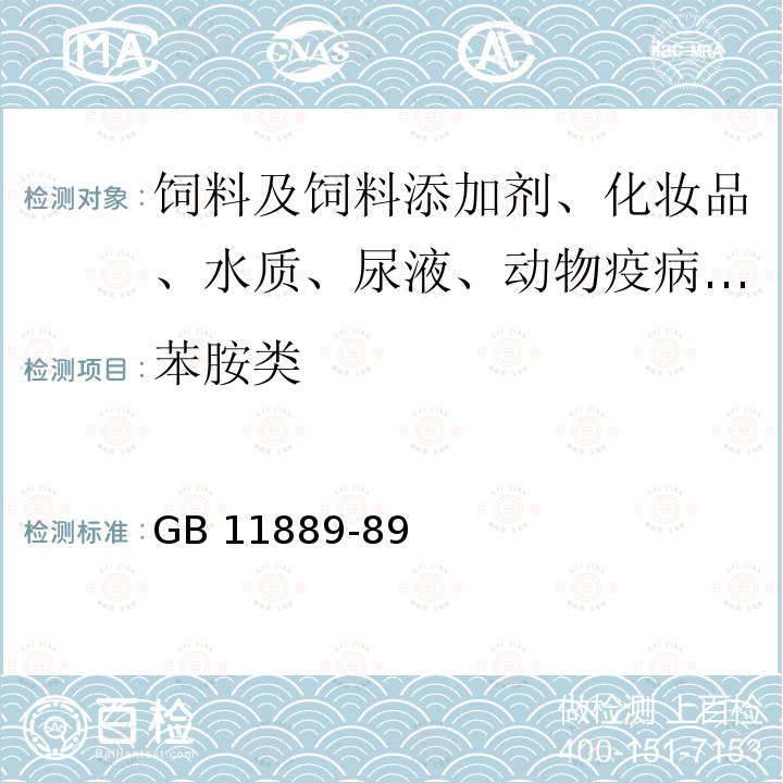 苯胺类 水质 苯胺类化合物的测定　N-（1-萘基）乙二胺偶氮分光光度法 GB 11889-89