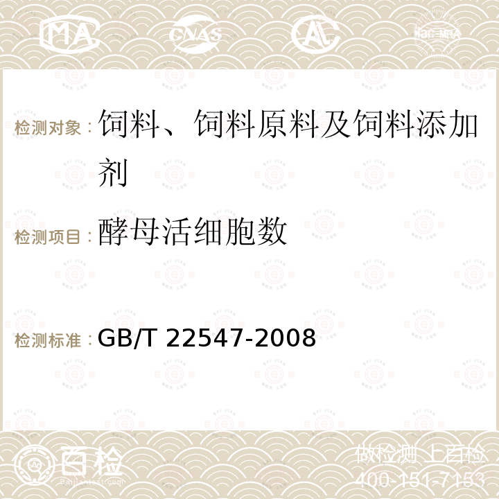 酵母活细胞数 饲料添加剂 饲用活性干酵母（酿酒酵母）GB/T 22547-2008/附录A