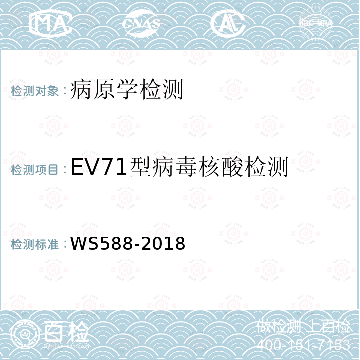 EV71型病毒核酸检测 WS 588-2018 手足口病诊断