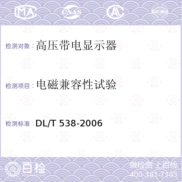 电磁兼容性试验 高压带电显示装置DL/T 538-2006