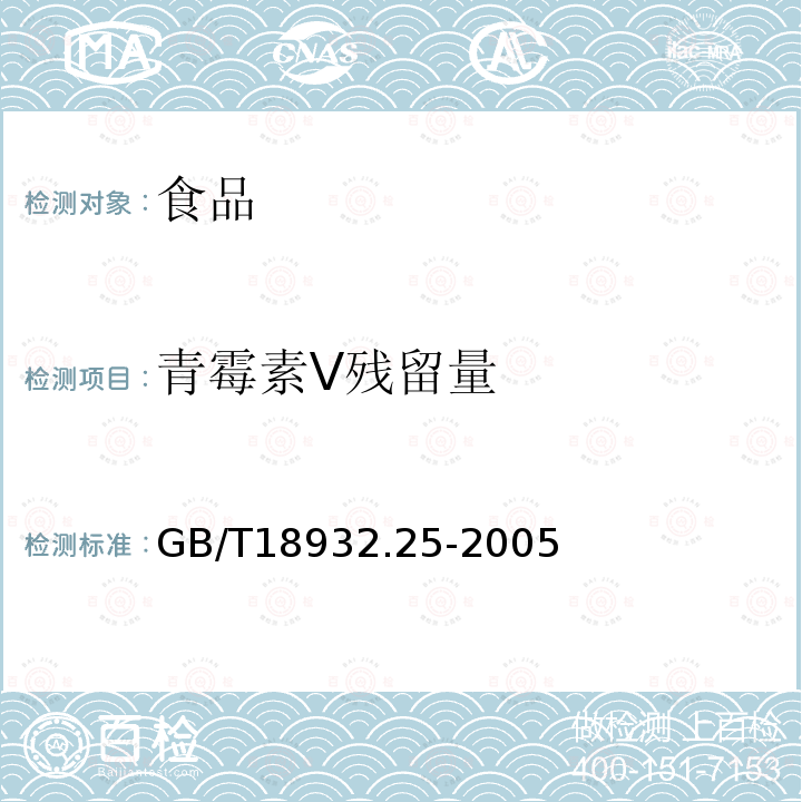 青霉素V残留量 蜂蜜中青霉素G、青霉素V、乙氧萘青霉素、苯唑青霉素、邻氯青霉素、双氰青霉素残留量的测定方法液相色谱-串联质谱法GB/T18932.25-2005