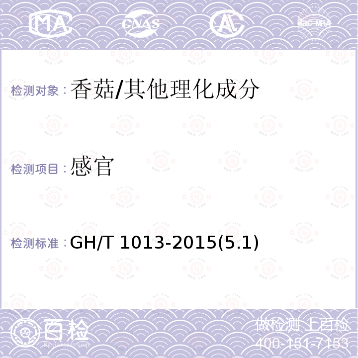 感官 香菇/GH/T 1013-2015(5.1)