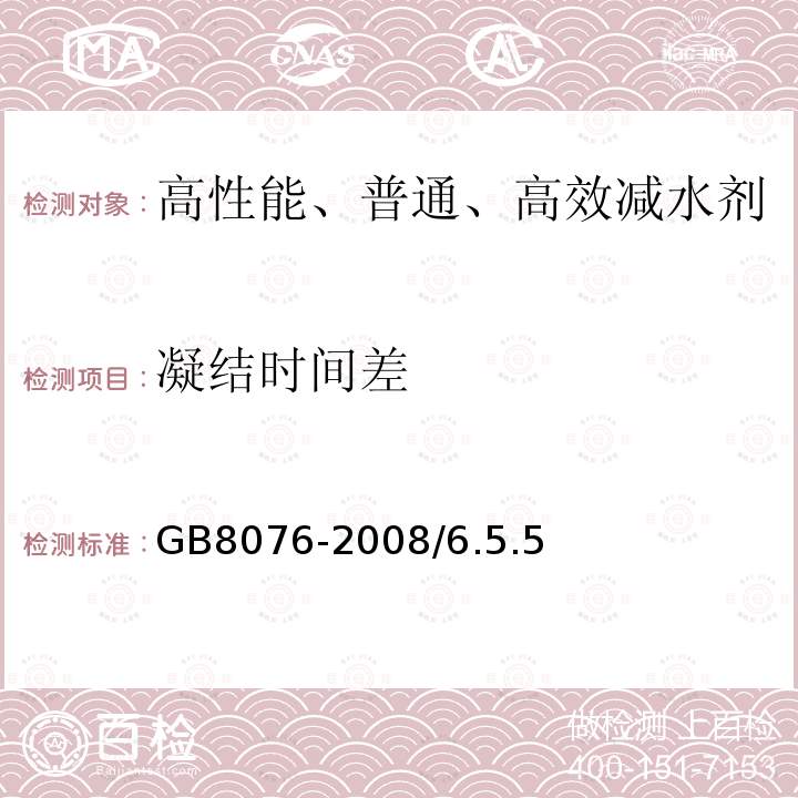 凝结时间差 混凝土外加剂 GB8076-2008/6.5.5条