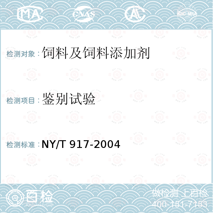 鉴别试验 饲料级 磷酸脲 NY/T 917-2004