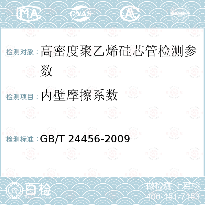 內(nèi)壁摩擦系數(shù) 高密度聚乙烯硅芯管 GB/T 24456-2009中6.5.2