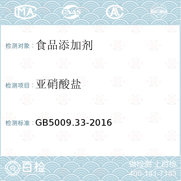 亚硝酸盐 食品安全国家标准食品中亚硝酸盐与硝酸盐的测定GB5009.33-2016