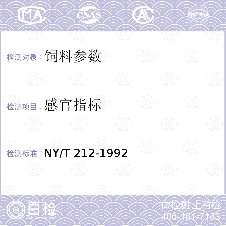 感官指标 饲料用碎米 NY/T 212-1992