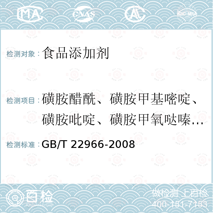 磺胺醋酰、磺胺甲基嘧啶、磺胺吡啶、磺胺甲氧哒嗪、磺胺对甲氧嘧啶、磺胺氯哒嗪、磺胺甲基异噁唑、磺胺邻二甲氧嘧啶、磺胺-6-甲氧嘧啶、磺胺二甲嘧啶、磺胺喹噁啉、磺胺嘧啶、磺胺噻唑、磺胺甲噻二唑、甲氧苄氨嘧啶、磺胺二甲异噁唑 牛奶和奶粉中16种磺胺类药物残留量的测定 液相色谱-串联质谱法GB/T 22966-2008